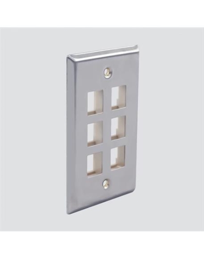 6 PORT SINGLE GANG STAINLESS PLATE