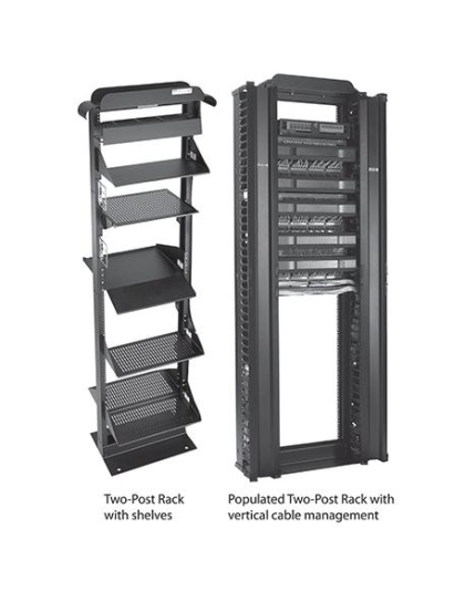 2 Post Open Frame Racks 7FT 45U BK