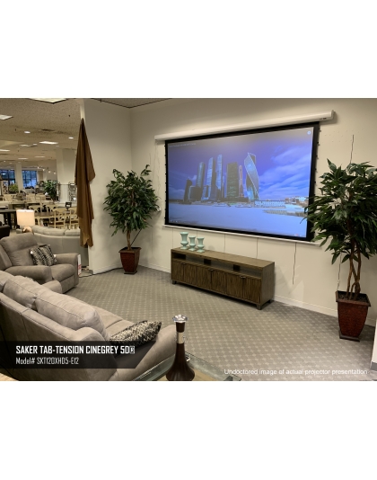 135-Inch Saker Tab-Tension CineGrey 5D Series Electric 16:9 Front Projection Screen