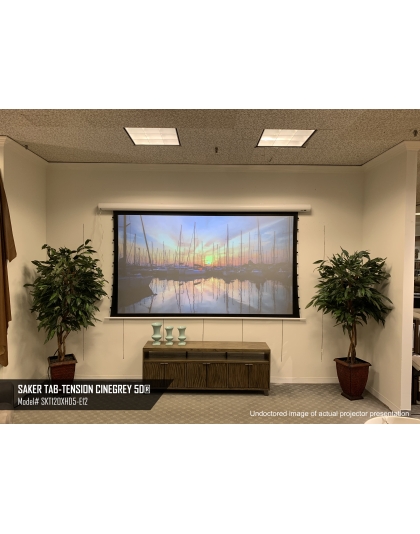 135-Inch Saker Tab-Tension CineGrey 5D Series Electric 16:9 Front Projection Screen