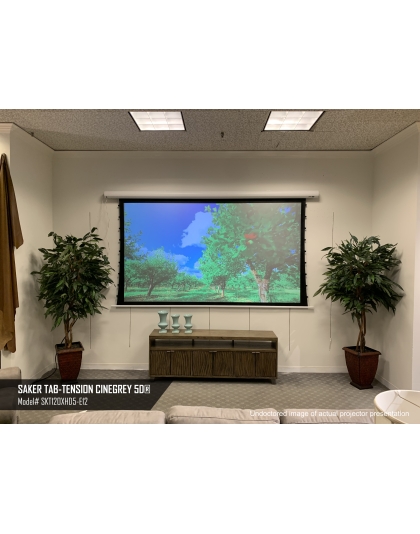 135-Inch Saker Tab-Tension CineGrey 5D Series Electric 16:9 Front Projection Screen