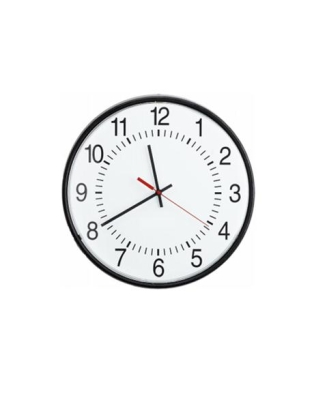 16in Rnd Wired Analog Clock, Black, Sur