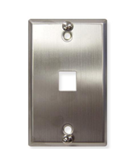 WALL PLATE, PHONE, FLUSH, 1-PORT, SS