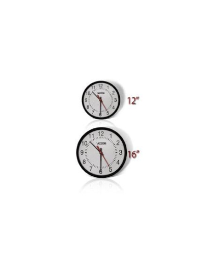 16in Rnd Wired Analog Clock, Black, Sur