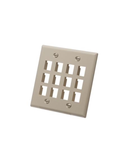 FACEPLATE, FLAT, 2-GANG, 12-PORT, IVORY