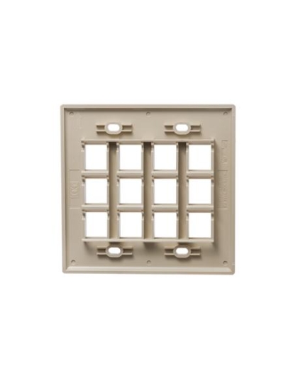 FACEPLATE, FLAT, 2-GANG, 12-PORT, IVORY