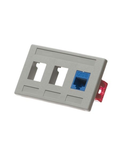 FACEPLATE, FURNITURE, 3-PORT, GRAY