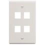 FACEPLATE, FLAT, 1-GANG, 4-PORT, WHITE