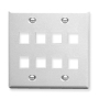 FACEPLATE, FLAT, 2-GANG, 8-PORT, WHITE
