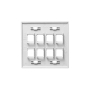 FACEPLATE, FLAT, 2-GANG, 8-PORT, WHITE