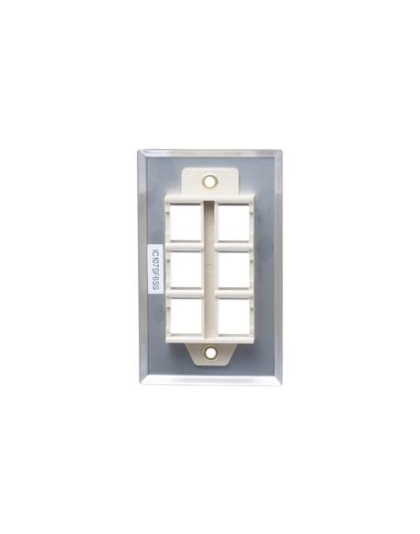 FACEPLATE, STAINLESS STEEL,1-GANG,6-PORT