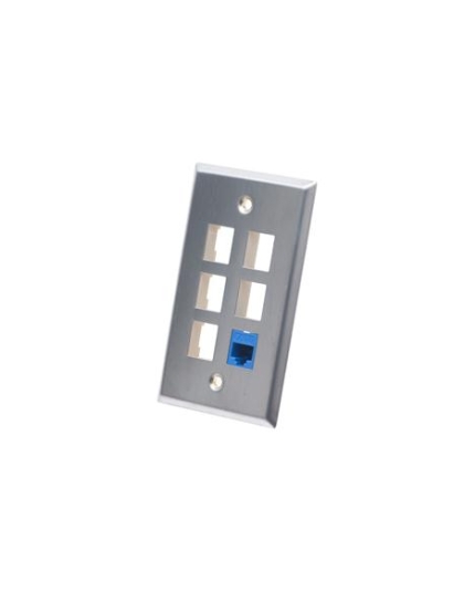 FACEPLATE, STAINLESS STEEL,1-GANG,6-PORT