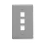 FACEPLATE, FLAT, 1-GANG, 3-PORT, GRAY