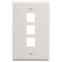 FACEPLATE, FLAT, 1-GANG, 3-PORT, WHITE