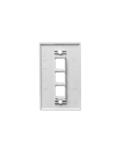 FACEPLATE, FLAT, 1-GANG, 3-PORT, WHITE