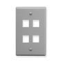 FACEPLATE, FLAT, 1-GANG, 4-PORT, GRAY