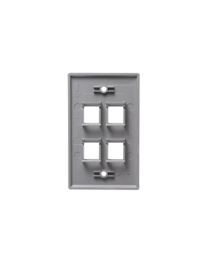 FACEPLATE, FLAT, 1-GANG, 4-PORT, GRAY