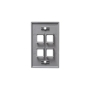 FACEPLATE, FLAT, 1-GANG, 4-PORT, GRAY