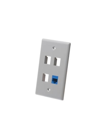 FACEPLATE, FLAT, 1-GANG, 4-PORT, GRAY
