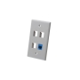 FACEPLATE, FLAT, 1-GANG, 4-PORT, GRAY