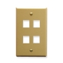 FACEPLATE, FLAT, 1-GANG, 4-PORT, IVORY