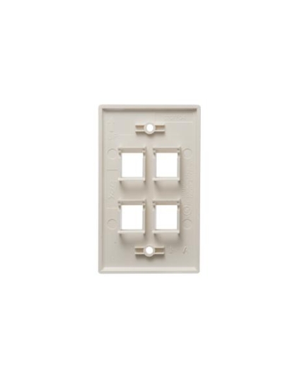 FACEPLATE, FLAT, 1-GANG, 4-PORT, IVORY