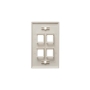FACEPLATE, FLAT, 1-GANG, 4-PORT, IVORY