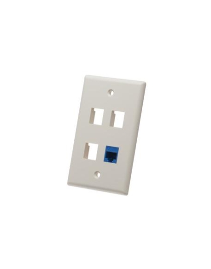 FACEPLATE, FLAT, 1-GANG, 4-PORT, IVORY