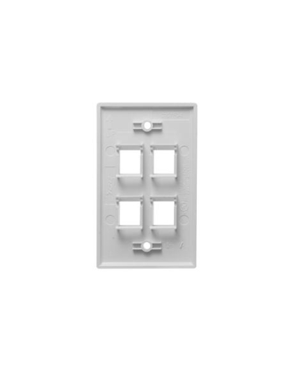 FACEPLATE, FLAT, 1-GANG, 4-PORT, WHITE