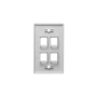 FACEPLATE, FLAT, 1-GANG, 4-PORT, WHITE