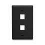 FACEPLATE, FLAT, 1-GANG, 2-PORT, BLACK