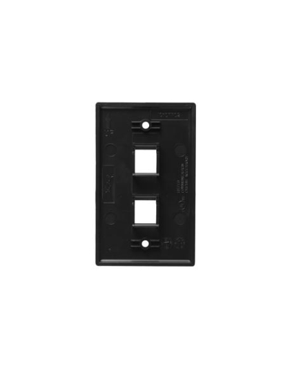 FACEPLATE, FLAT, 1-GANG, 2-PORT, BLACK