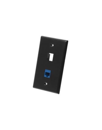 FACEPLATE, FLAT, 1-GANG, 2-PORT, BLACK
