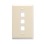 FACEPLATE, FLAT, 1-GANG, 3-PORT, ALMOND