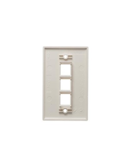 FACEPLATE, FLAT, 1-GANG, 3-PORT, ALMOND