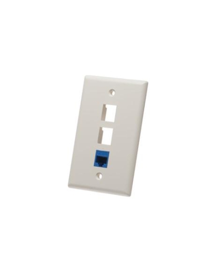 FACEPLATE, FLAT, 1-GANG, 3-PORT, ALMOND