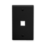 FACEPLATE, FLAT, 1-GANG, 1-PORT, BLACK