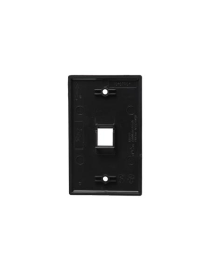 FACEPLATE, FLAT, 1-GANG, 1-PORT, BLACK