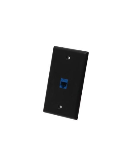 FACEPLATE, FLAT, 1-GANG, 1-PORT, BLACK