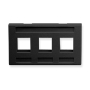 FACEPLATE, FURNITURE, 3-PORT, BLACK