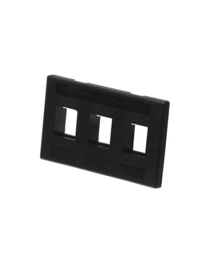 FACEPLATE, FURNITURE, 3-PORT, BLACK