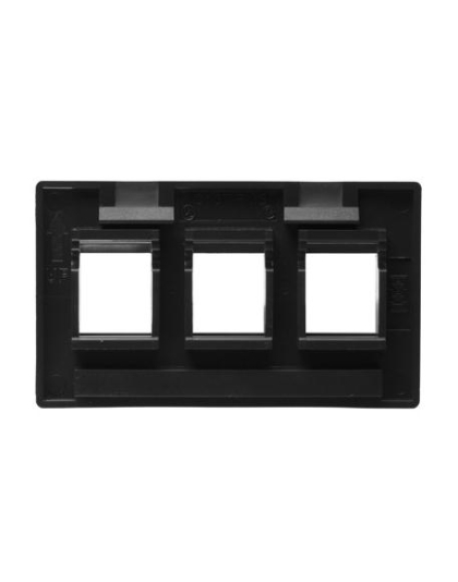 FACEPLATE, FURNITURE, 3-PORT, BLACK
