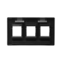 FACEPLATE, FURNITURE, 3-PORT, BLACK