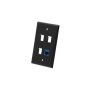 FACEPLATE, FLAT, 1-GANG, 4-PORT, BLACK