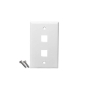 FACEPLATE, FLAT,1-GANG,2-PORT, 25PK, WH