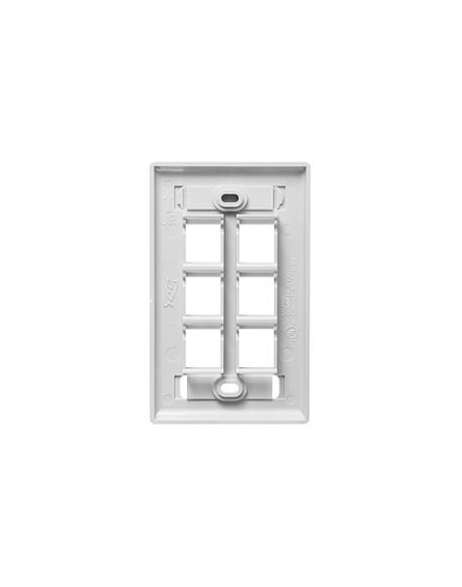 FACEPLATE, ID, 1-GANG, 6-PORT, WHITE