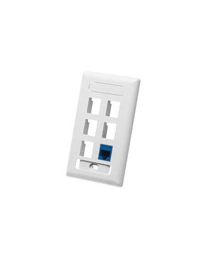 FACEPLATE, ID, 1-GANG, 6-PORT, WHITE