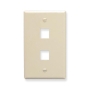 FACEPLATE, FLAT, 1-GANG, 2-PORT, ALMOND