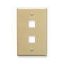 FACEPLATE, FLAT, 1-GANG, 2-PORT, IVORY