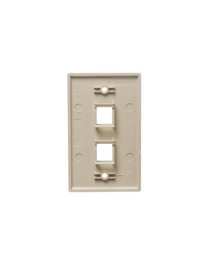 FACEPLATE, FLAT, 1-GANG, 2-PORT, IVORY